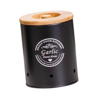 Bothyi - Lata De Almacenamiento De Verduras Para Cocina Con Tapa Y Asa De Bambú Para Decoración De Estilo Rústico Ajo