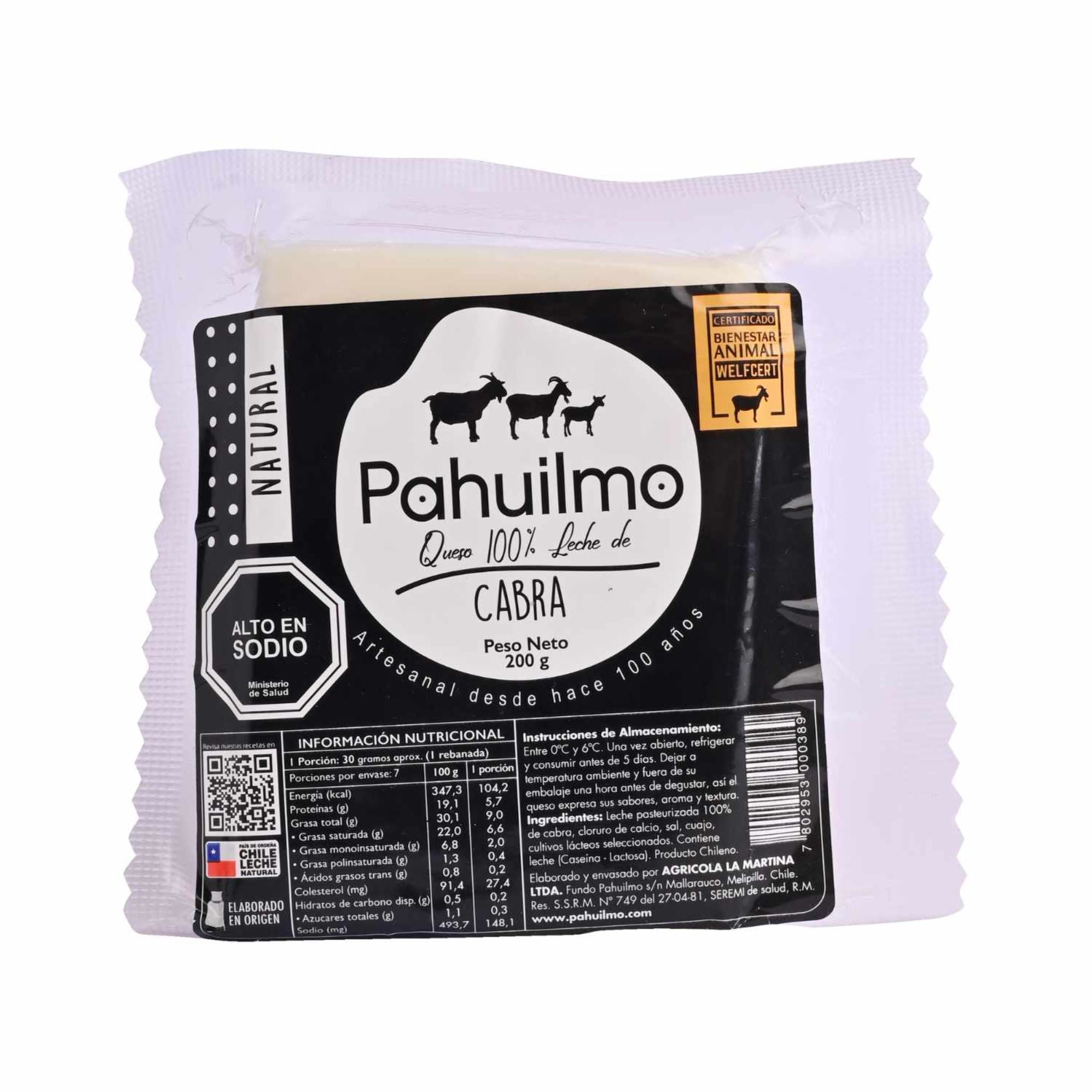 Queso Cabra Natural Trozo 200 g Pahuilmo