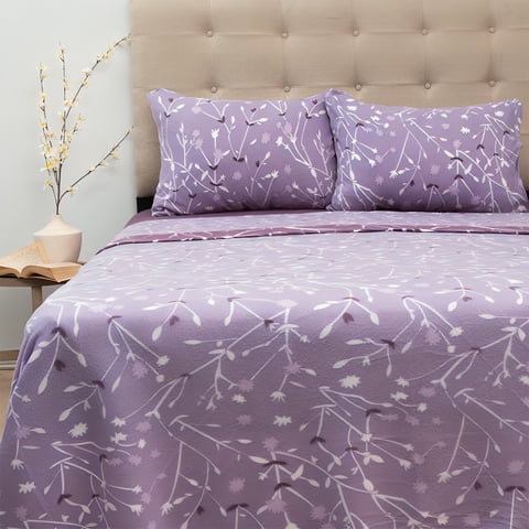 Sábanas De Polar Composé 2 Plazas / Ramas Lila Blanco – Doral