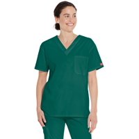 Scrub Top Dickies Unisex Con Cuello En V, Color Verde Cazador, Talla M