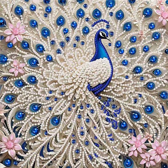 Kit de Arte con Diamantes DIYBEADDOT 30x30 cm Pavo Real Perla