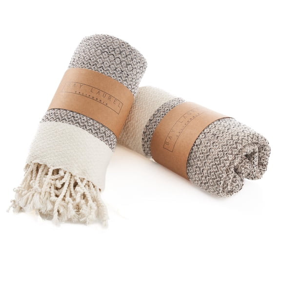 Toalla de mano BAY LAUREL 38 × 66 cm Beige (2 unidades)