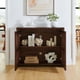thumbnail image 3 of 39.4" Mid Century Modern Rattan Sideboard Buffet Cabinet with 2 Outlet Holes, Coffee Bar Wine Bar Credenza, Retro Storage Cabinet for Entryway, Hallway, Living Room, Kitchen, Dining Room, Walnut, 3 of 3