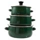 thumbnail image 4 of Olla De Esmalte De 3 Piezas Con Tapa, Resistente, Para Cocinar A Fuego Lento, Para Uso Doméstico O Restaurante, Color Verde, 4 of 5