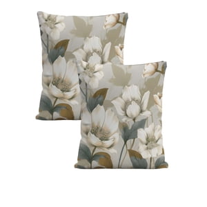 Genérico - Pack De 2 Fundas De Cojin Floreadas 45X45 Beige 01