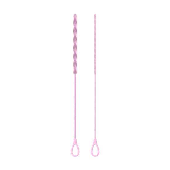 2 Cepillos Limpiadores De Pajitas De Silicona Reutilizables Para Teclados Con Pajitas, Color Rosa