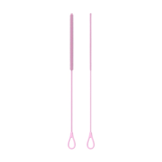 2 Cepillos Limpiadores De Pajitas De Silicona Reutilizables Para Teclados Con Pajitas, Color Rosa