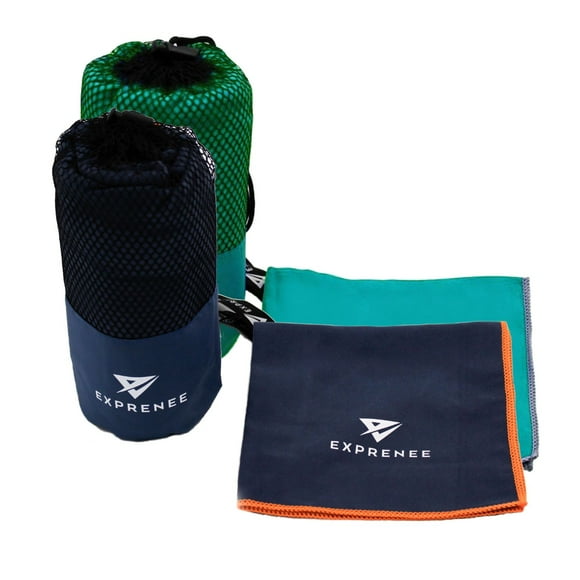 Set 3 Toalla Microfibra Natacion Viaje Pack 2 Indigo Turquesa