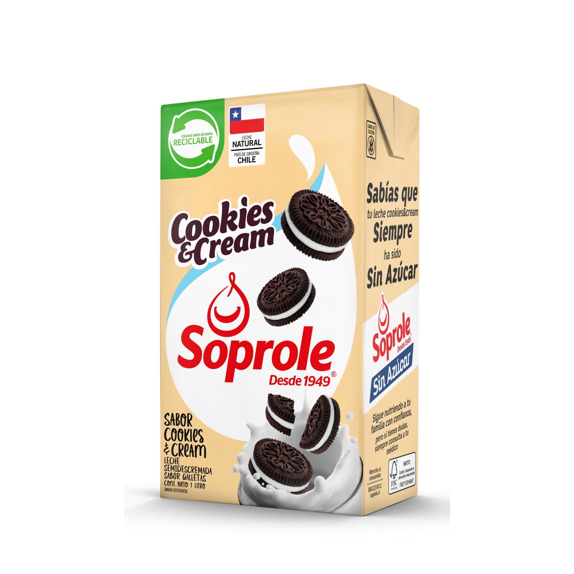 Leche Semidescremada Cookies And Cream 1 L Soprole