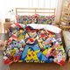 thumbnail image 1 of Pok-mon Pika-chu 3 Pcs Comforter Set with 2 Pillowcases,Pokmo-n Pikach-u Bedding Set Sheet Set for Kids Adults,All Season Lightweight Bedding Set for Bedroom Bed Dorm Decor Bed She, 1 of 1