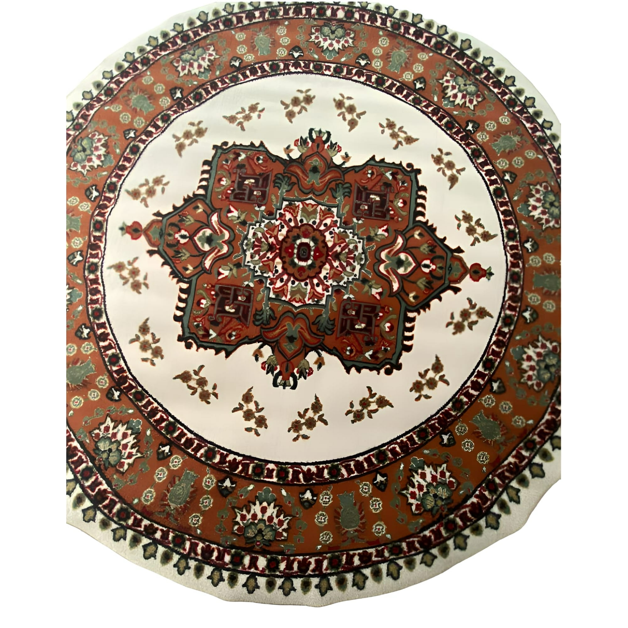 Home Fashion.cl - Alfombra Redonda Beige 150x150 Cm Antideslizante Estilo Persa