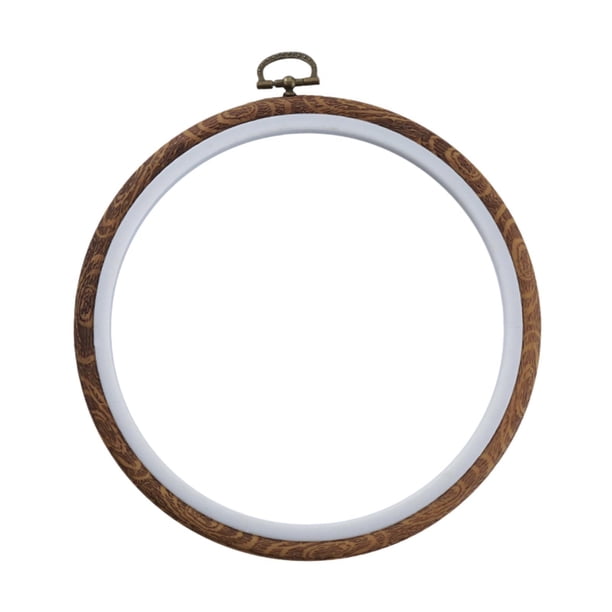 Marco de aro de anillo de anillo de punto cruzado Círculo decorativo marco de puntada de punto cruzado de costura de madera imitada marco de anillo de 17 cm