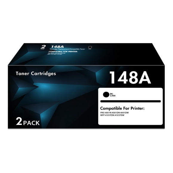 Cartuchos de tóner WOWTONER 148A negros, paquete de 2 con chip para HP