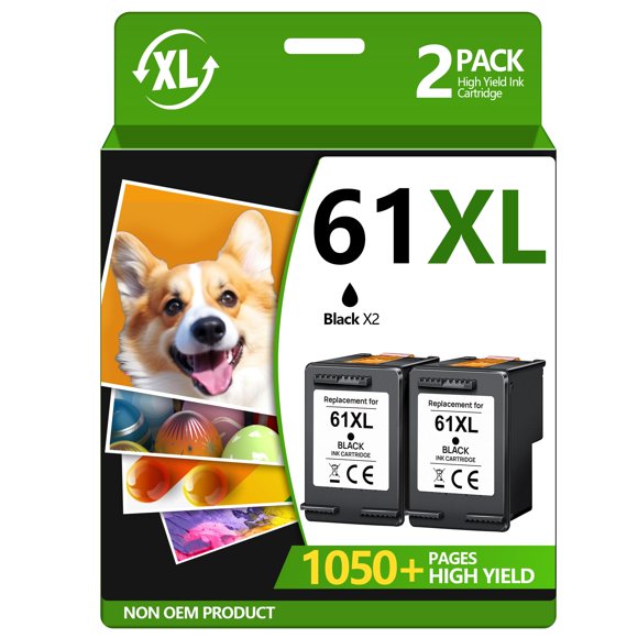 Cartucho de tinta TECKKIN 61XL negro de repuesto para HP 61 (paquete de 2)