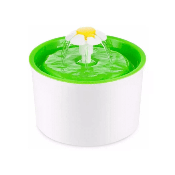 Bebedero Fuente Eléctrico Agua Mascotas 2 L Color Blanco Verde