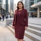 thumbnail image 2 of Agnes Orinda Tallas Grandes Trajes de Vestido Escolar Universitario para Mujeres Conjuntos de Dos Piezas Chaquetas Blazers y Vestido Sin Mangas Conjuntos de Traje Casual de Negocios 3X Burdeos, 2 of 8