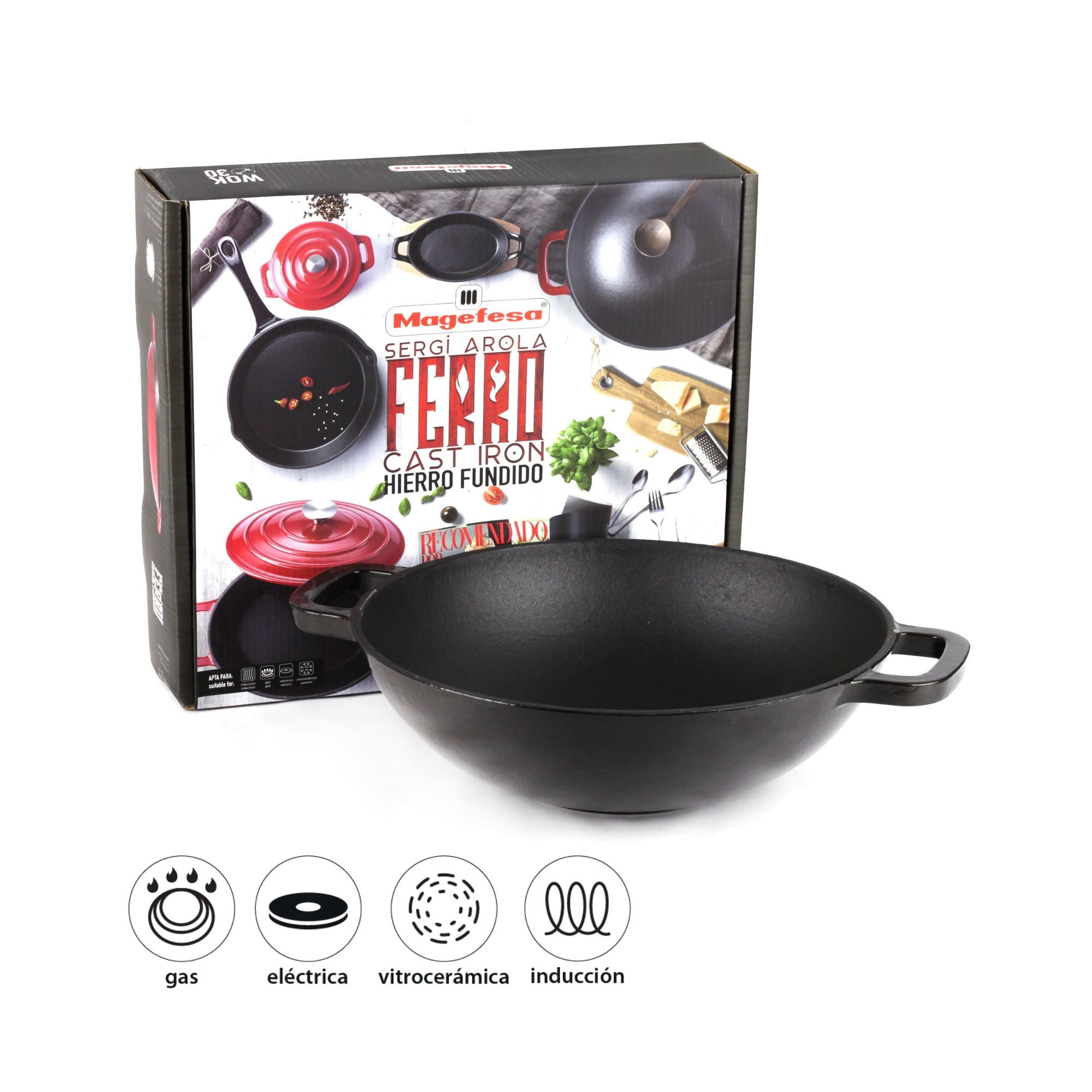 Magefesa - Wok 30 Cm Fierro Negro 1 Piezas