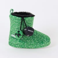 Pantufla Bota Niño Invernal Pompones Verde Minecraft