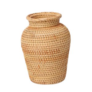 Magideal - Jarrón De Ratán De Estilo Retro, Jarrones De Mimbre, Adorno, Arreglo Floral Rústico, De Moda, Almacenamiento De Plantas, Florero Artístico Para