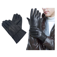 Genérico - Guantes Hombre Cuero Largos Invierno Negro