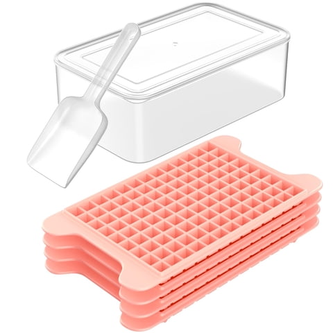 Bandeja Para Cubitos De Hielo Fddbi Mini Para Congelador Con Papelera, 117 X 0,4 Ml, Rosa