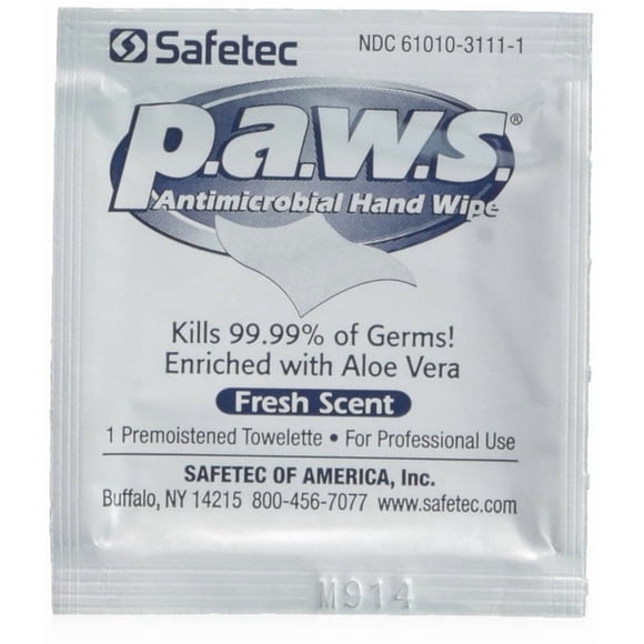 Desinfectante antimicrobiano Safetec Paws Hand Wipe 100/caja