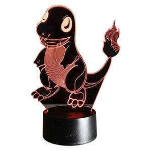 Lampara Ilusion 3D Charmander De 7 Colores, Base Touch