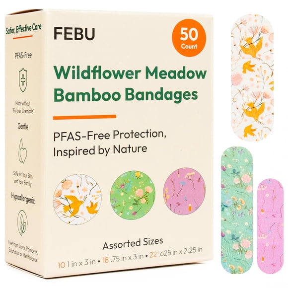 Curitas FEBU Wildflower - 50 unidades de tela de bambú