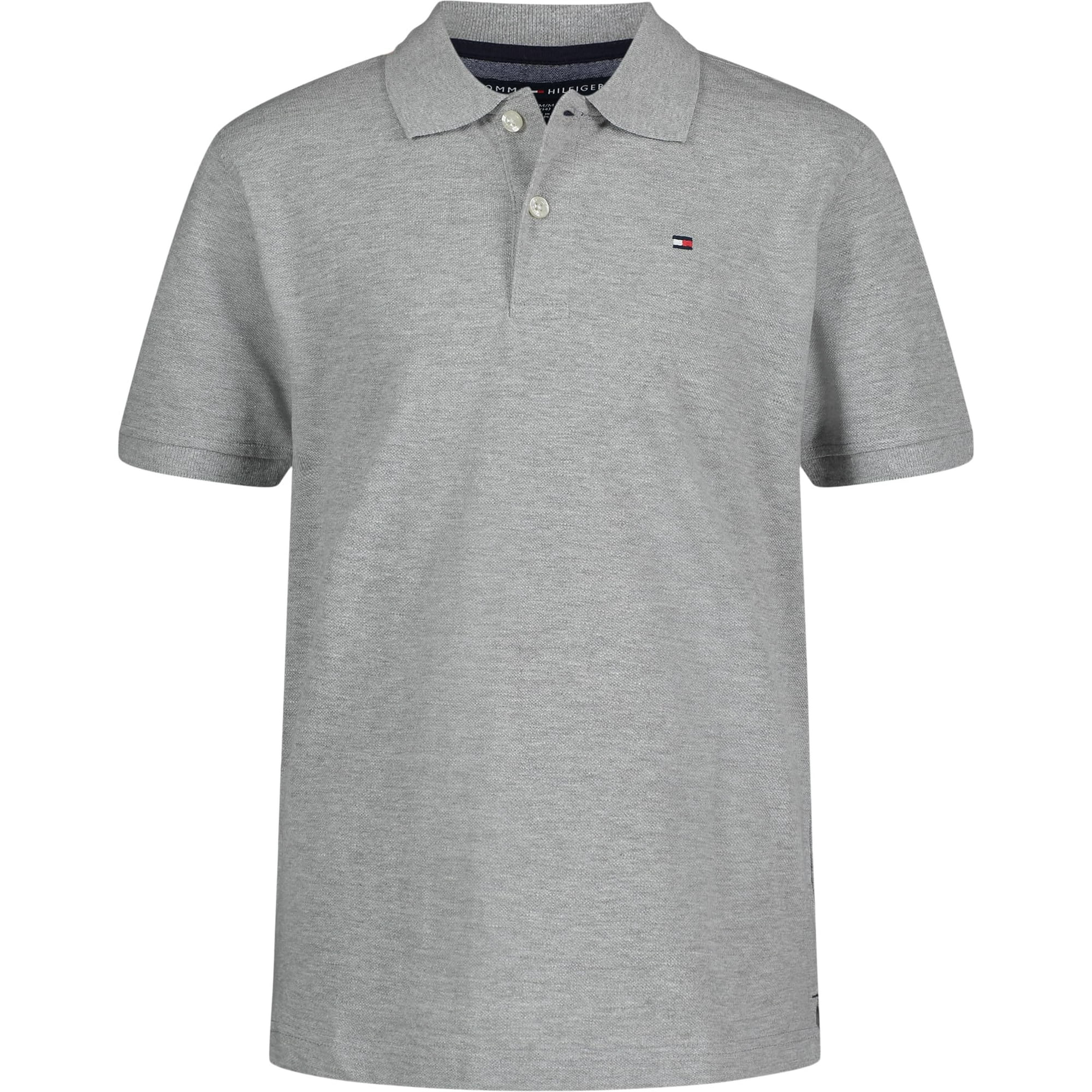 Polo Tommy Hilfiger De Manga Corta Para Niños, Color Gris Hiedra 20