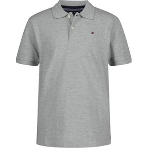 Polo Tommy Hilfiger De Manga Corta Para Niños, Color Gris Hiedra, 12 A 14 Años