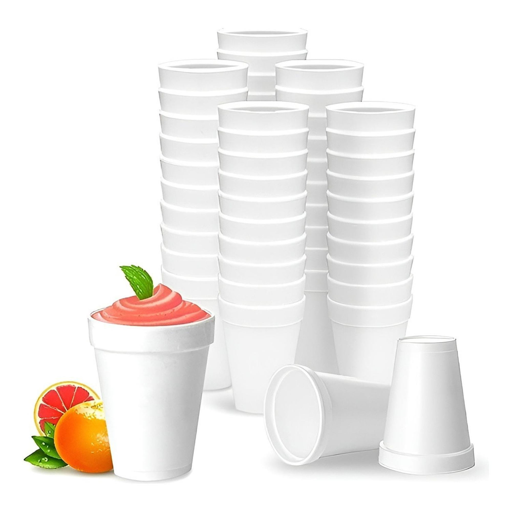 Pasteleriuscl - 100 Vasos Desechables Plumavit Termico Vaso Cafe 10oz 296ml Blanco 8983