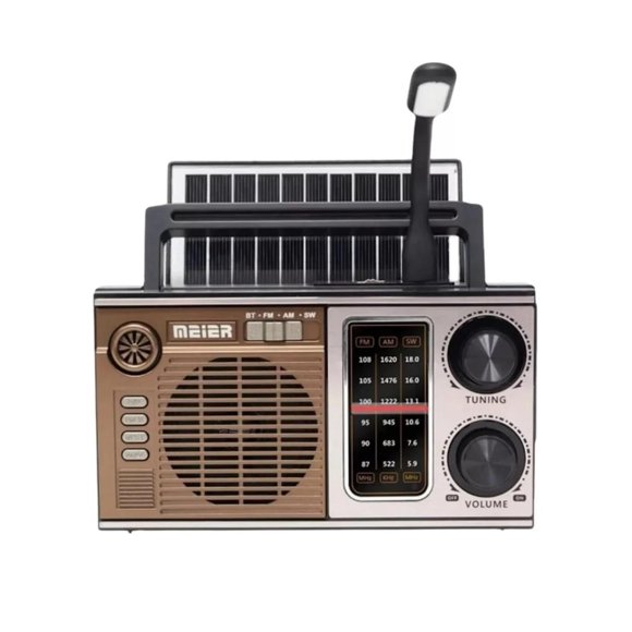 Radio Vintage Solar Recargable Bluetooth marron
