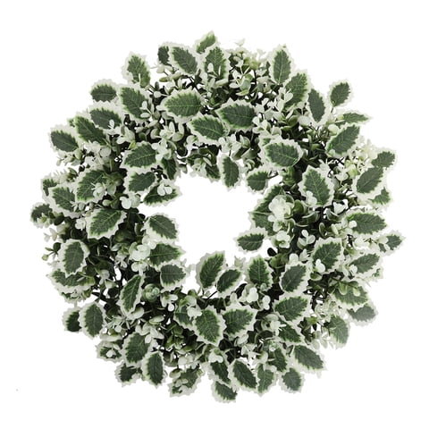 Bothyi - Corona Grande De Hojas Verdes, Corona Navideña Artificial Para Ventana De Patio, Estilo De Boda E