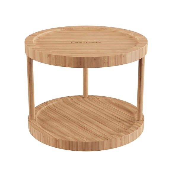 Lazy Susan Classic Cuisine, bambú totalmente natural, 2 niveles, 25 cm