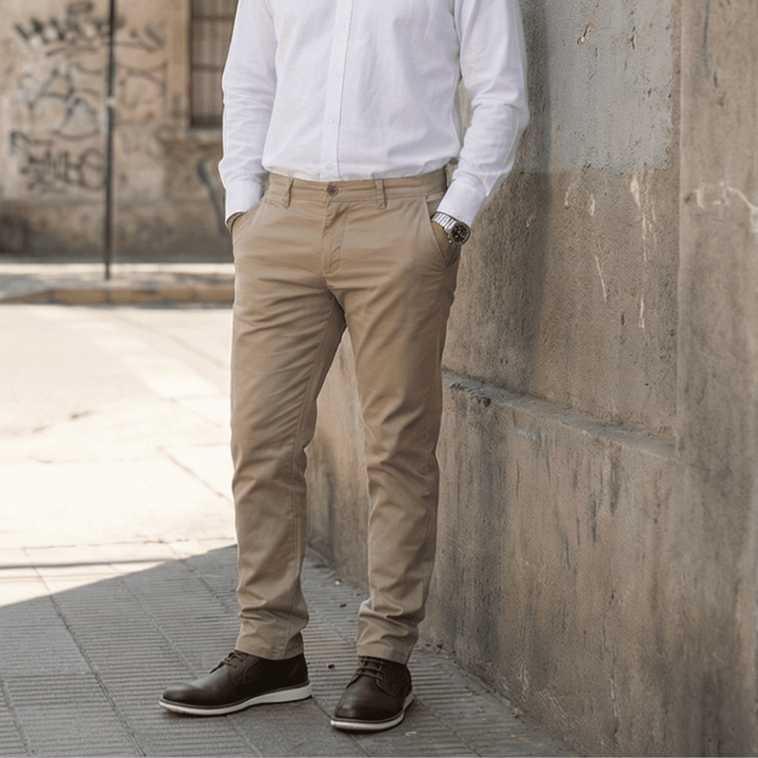 T-world - Pantalón Hombre Classic Gabardina Regular Trabajo Ejecutivo Beige