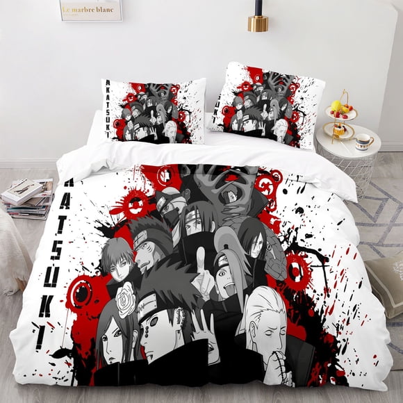 Naruto Printed Pillowcase Duvet Cover Three Piece SetPattern polyester Bedding Set Bed Full-Size Bed Sheets
