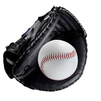 Magideal - Guantes De Receptor De Béisbol Guante De Béisbol Y Pelota 12.5 ""Pu Teeball Guante Guantes De Captura Para Práctica De Entrenamiento Unisex Principiant Todo Negro