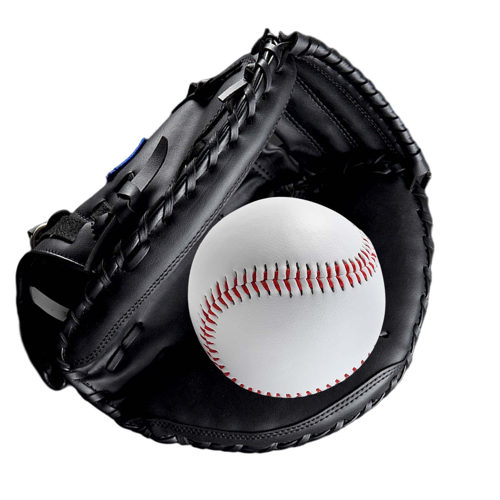 Magideal - Guantes De Receptor De Béisbol Guante De Béisbol Y Pelota 12.5 "pu Teeball Guante Guantes De Captura Para Práctica De Entrenamiento Unisex Principiant Todo Negro