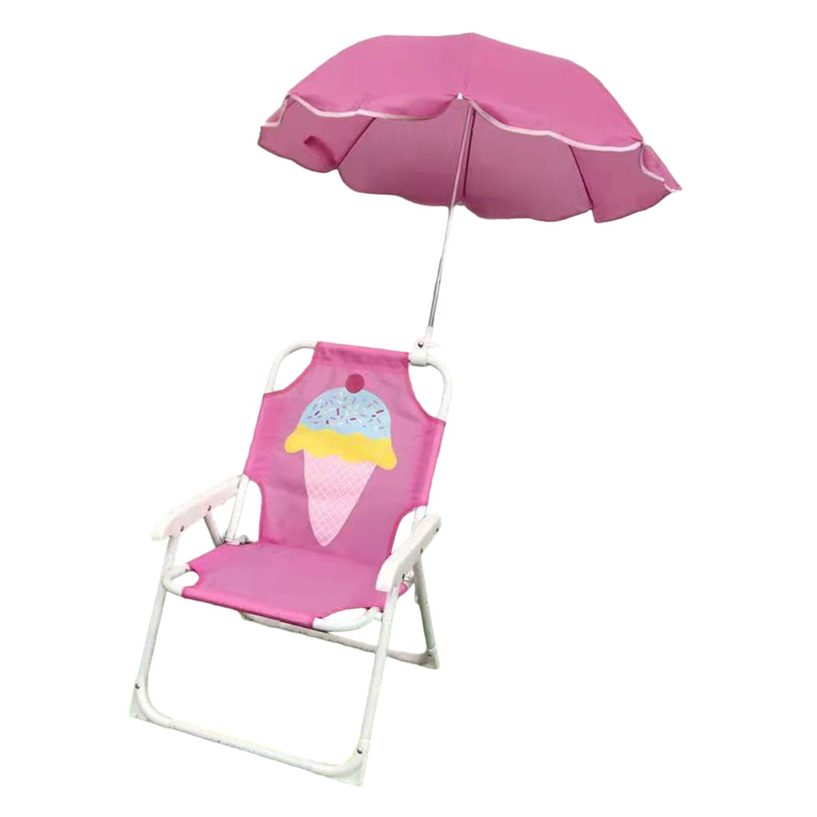 Magideal - Silla De Camping Para Niños, Silla Plegable Con Sombrilla, Práctica Silla De Playa Portátil Para Picnic, Viajes Al Aire Libre, Pesca En El Patio Helado