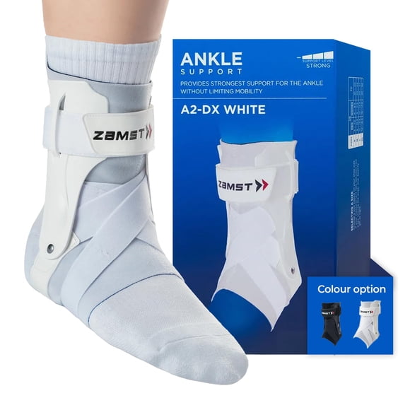 Tobillera deportiva Zamst A2-DX con protectores blancos
