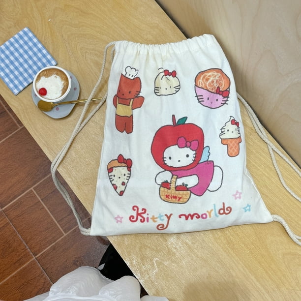Retro Puppy Printed Canvas Backpack Casual Women Fashion School Gym Drawstring Bag String Knapsack School Back Pack Storage Bags