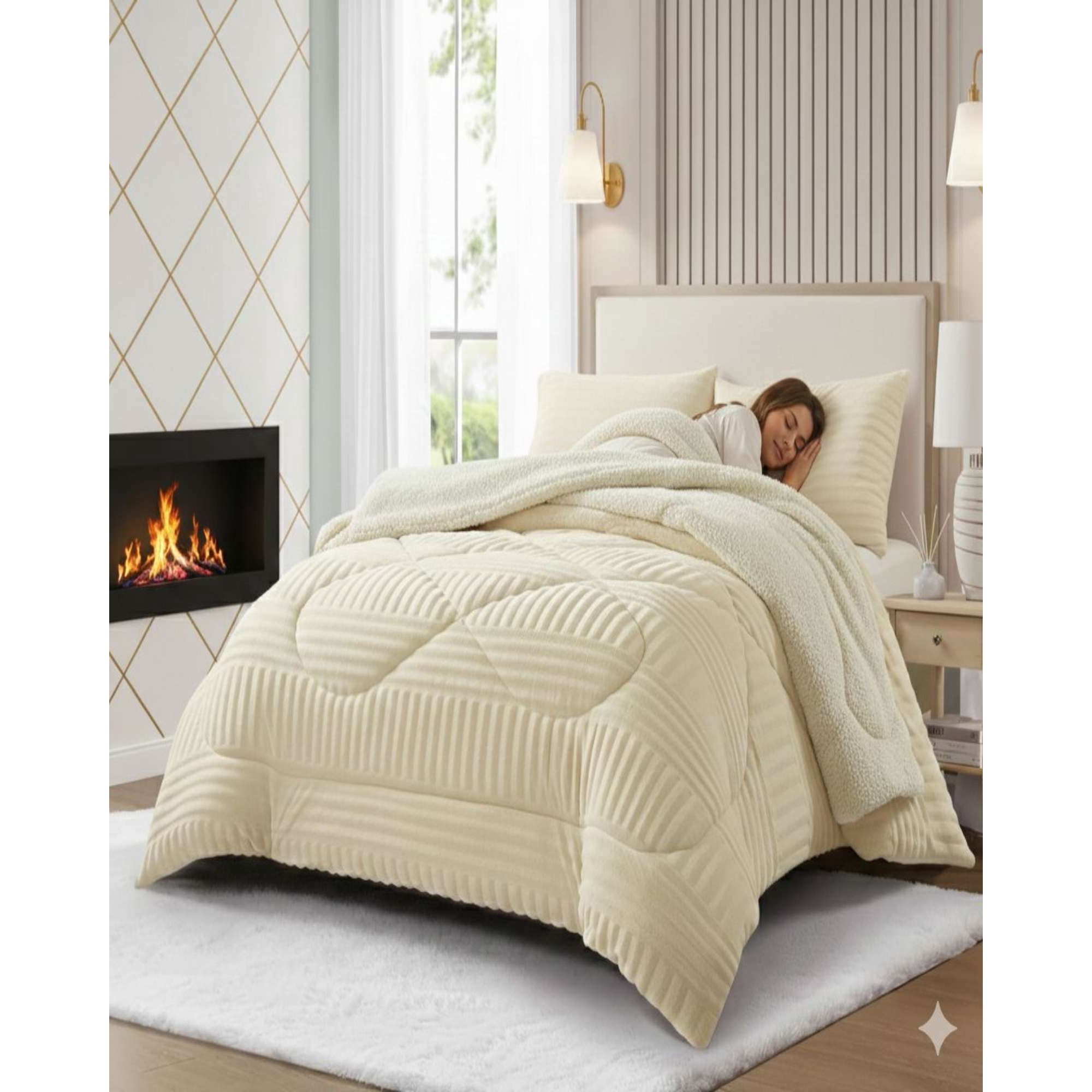 Mylhogar - Plumón King Sherpa Chiporro Invierno Extra Suave Premium