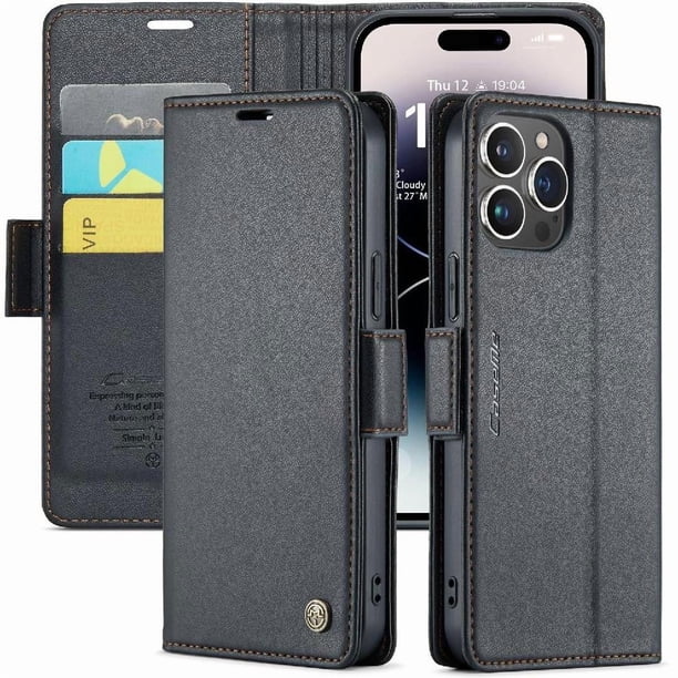 CaseMe tipo cartera iPhone 14 Pro Max con cierre magnético, RFID, tarjetero, soporte, carga inalámbrica
