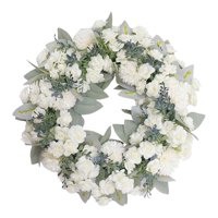 Magideal - Guirnalda Floral De 16 Pulgadas, Decoración De Ventana, Corona De Puerta Delantera, Guirnalda De Flores Artificiales Para Fiesta De Jardín, Decoración Blanco
