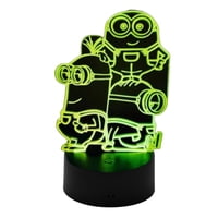Lelumania - Lampara Ilusion 3D Minions De 7 Colores, Base Touch