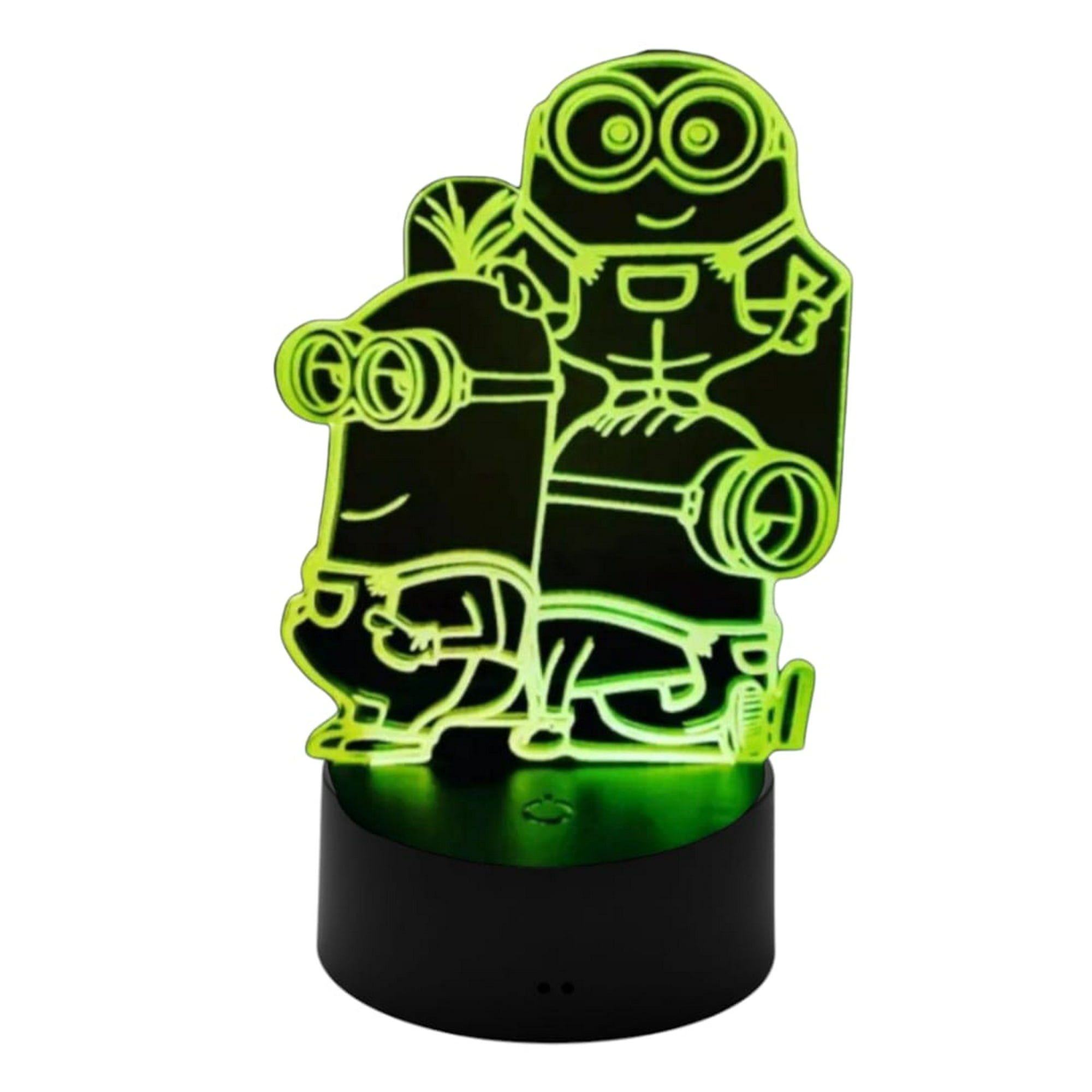 Lelumania - Lampara Ilusion 3d Minions De 7 Colores, Base Touch