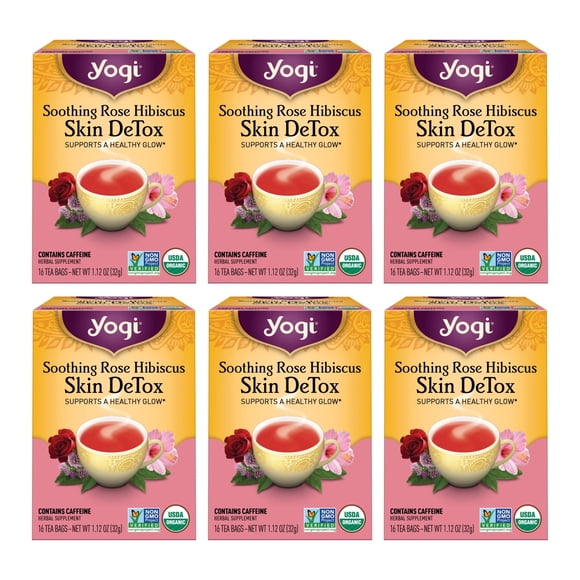 Tea Yogi, reconfortante, desintoxicante para la piel, rosa, hibisco, orgánico, 96 bolsitas