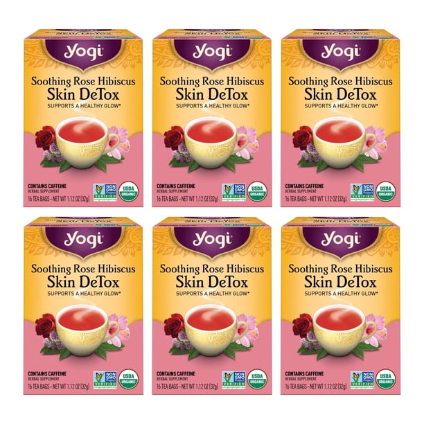 Tea Yogi, reconfortante, desintoxicante para la piel, rosa, hibisco, orgánico, 96 bolsitas