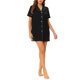 thumbnail image 2 of INSPIRE CHIC Camisón de Manga Corta para Mujer Regreso a Clases Camisa de Dormir con Botones y Cuello con Muesca Vestido de Descanso Mini de Mezcla de Algodón Suave M Negro, 2 of 6