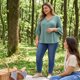 thumbnail image 4 of GRACE & GRANDEUR Blusas Casuales de Mujer Tallas Grandes con Doble Capa, Mangas con Volantes 3/4, Cuello en V y Frente Plisado 2X Verde, 4 of 7